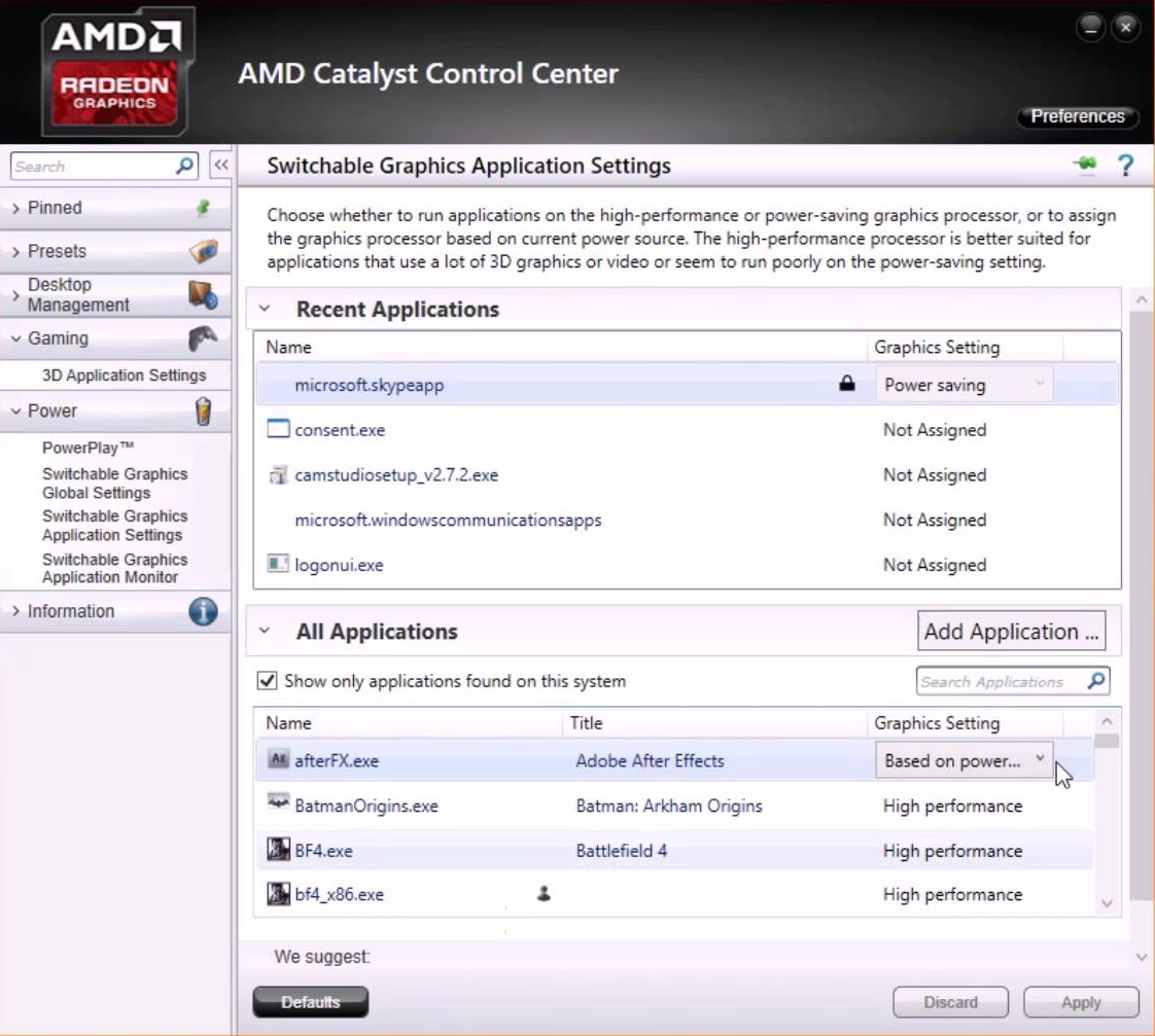 Changing graphics card settings to use your dedicated GPU on a