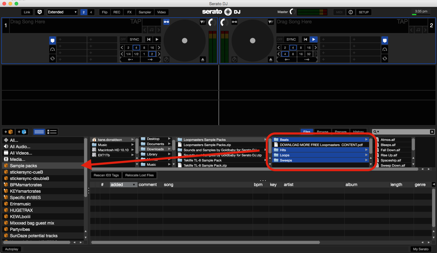 parts spur Munching Importing and loading samples – Serato Support
